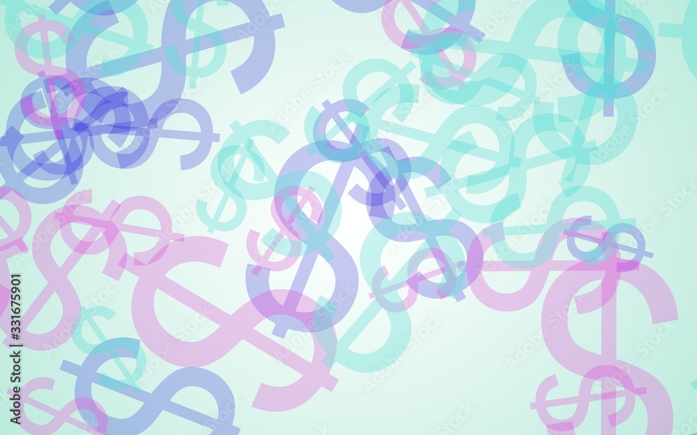 Multicolored translucent dollar signs on white background. 3D illustration Multicolored translucent dollar signs on white background. 3D illustration
