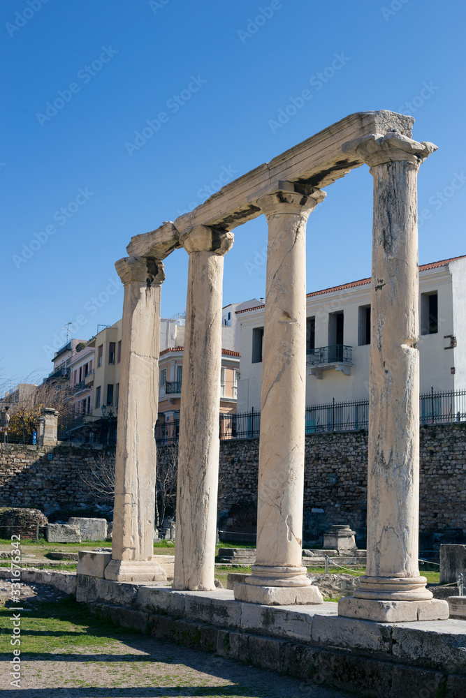 Ancient Greek marble pillar in Athens