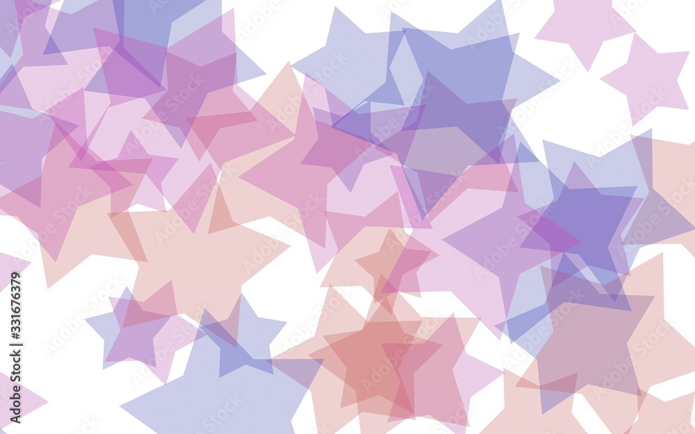 Multicolored translucent stars on a white background. Red tones. 3D illustration Multicolored translucent stars on a white background. Red tones. 3D illustration