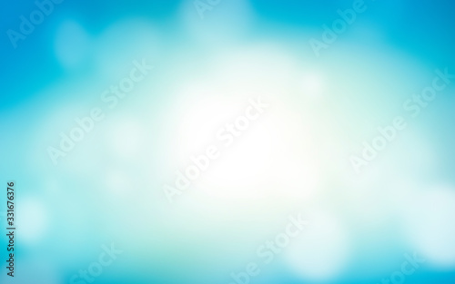 A blurred fresh cool, spring and summer blue sky abstract background with bokeh glow. Illustration.