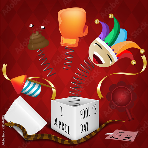 April fools day card with Funny box