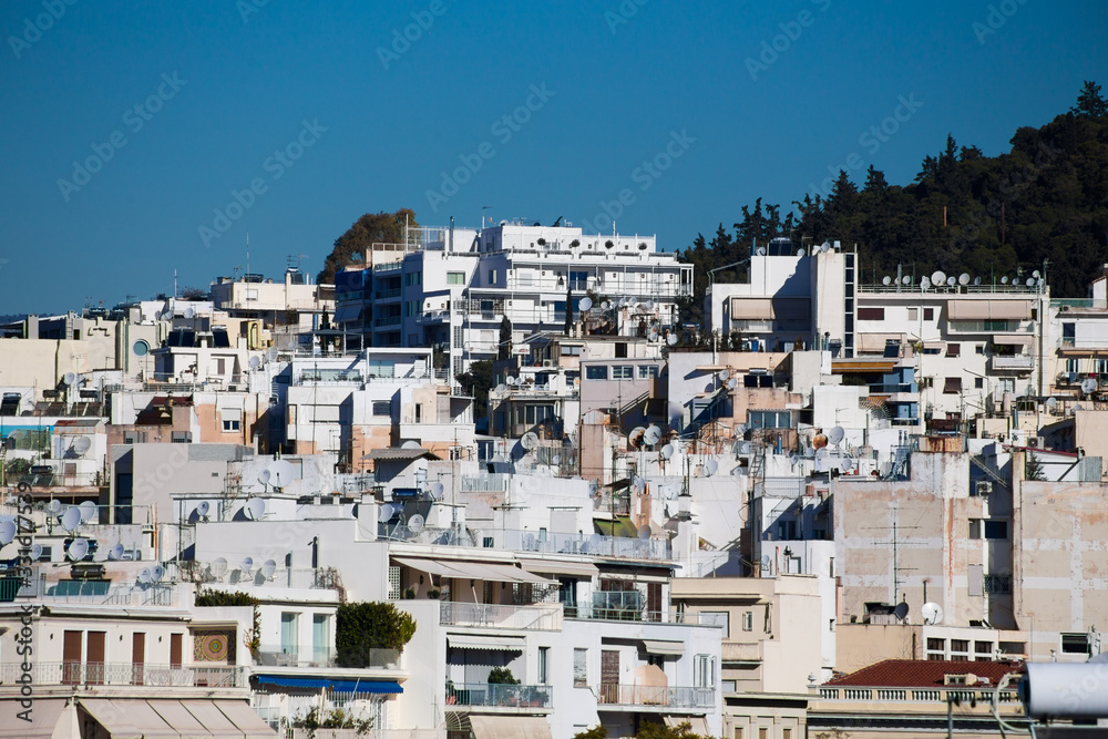 Beautiful view of the architecture of the central region of Athens Greece