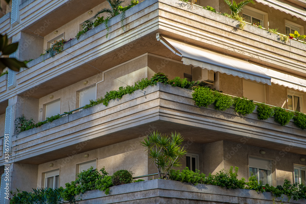 house with flowers and trees on balconies house with flowers and trees on balconies