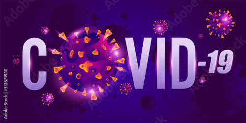 Coronavirus  covid-19 background illustration with disease cells. Corona virus outbreaking and pandemic medical health risk.