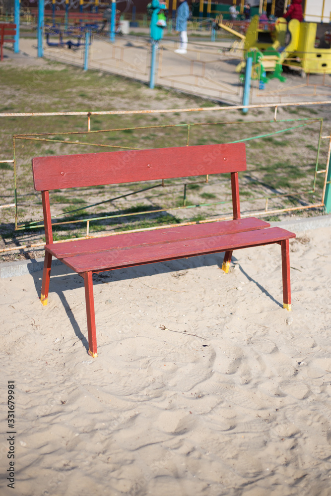 Outdoor furniture wooden bench in Kiev in Ukraine Outdoor furniture wooden bench in Kiev in Ukraine