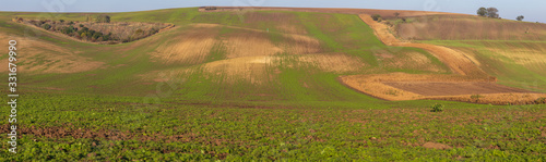 Panorama of beautiful rolling landscape of Moravian Tuscany near Mistrin in Czech Republic. photo