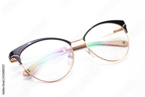 modern fashionable womens glasses for sight. glasses on a light background.