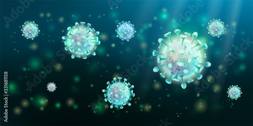 Virus flu or bacteria infection cells. Coronavirus 2019-ncov disease cells background.