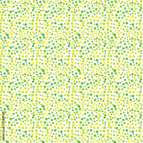 Seamless pattern dots  green yellow circles  confetti background.