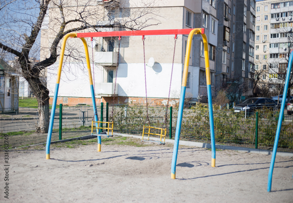 Fototapeta premium Children's playground in the yard in Kiev in Ukraine