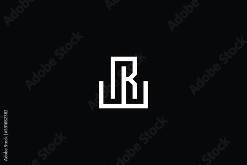 Minimal elegant monogram art logo. Outstanding professional trendy awesome artistic WR RW initial based Alphabet icon logo. Premium Business logo in White color on black background