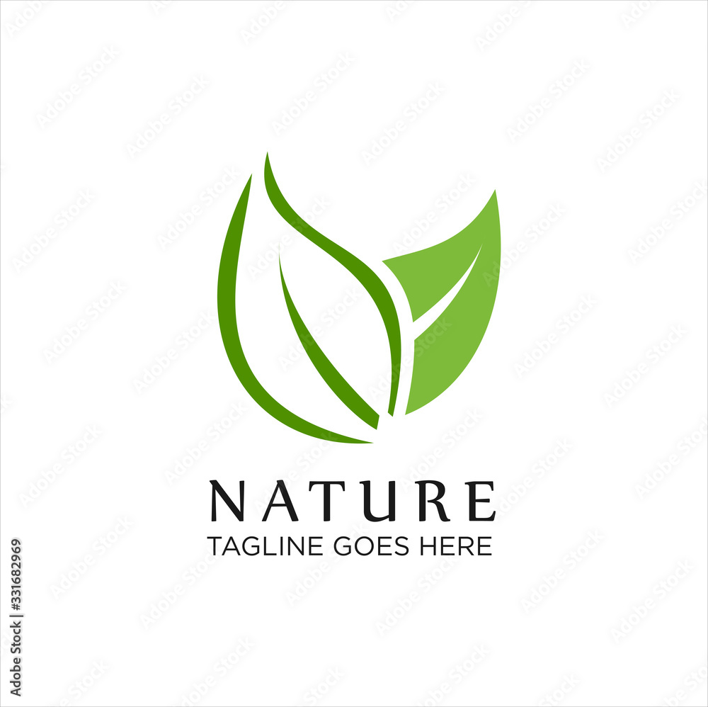  nature leaf green logo icon, Abstract green leaf logo icon vector design. Landscape design, garden, Plant, nature and ecology vector logo.