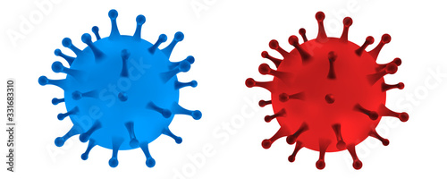 Flu COVID-19 virus cell virus background. China pathogen respiratory coronavirus 2019-ncov flu outbreak medical illustration. Background with realistic 3d red virus cells