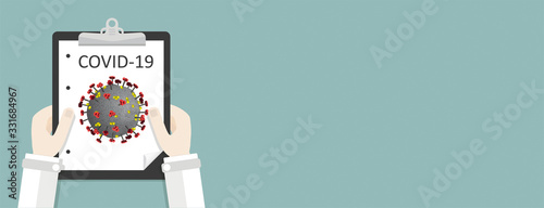 Doctor Hand Clipboard Coronavirus Header