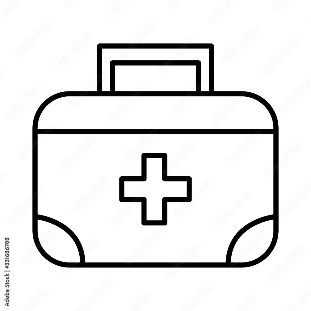 Obraz premium first aid kit, line style icon vector illustration design
