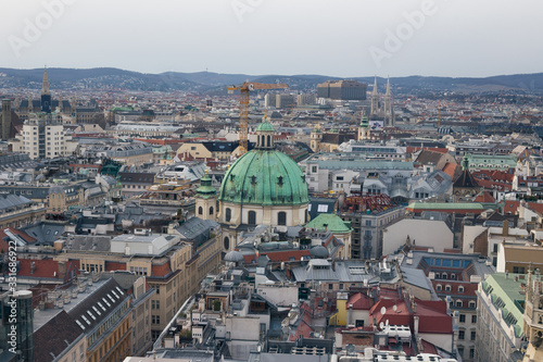 Photography View of the Austrian capital Vienna from a height of St