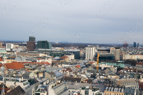 View of the Austrian capital Vienna from a height of St. Stephen s cathedral