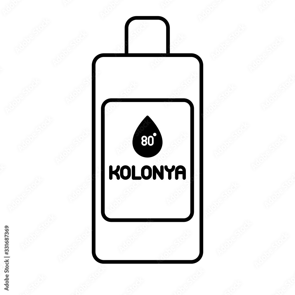 Cologne icon/ Vector illustration of cologne (Turkish kolonya) bottle with label Cologne icon/ Vector illustration of cologne (Turkish kolonya) bottle with label