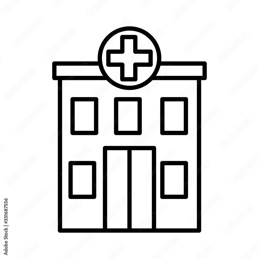 Obraz premium facade of building hospital, line style icon vector illustration design