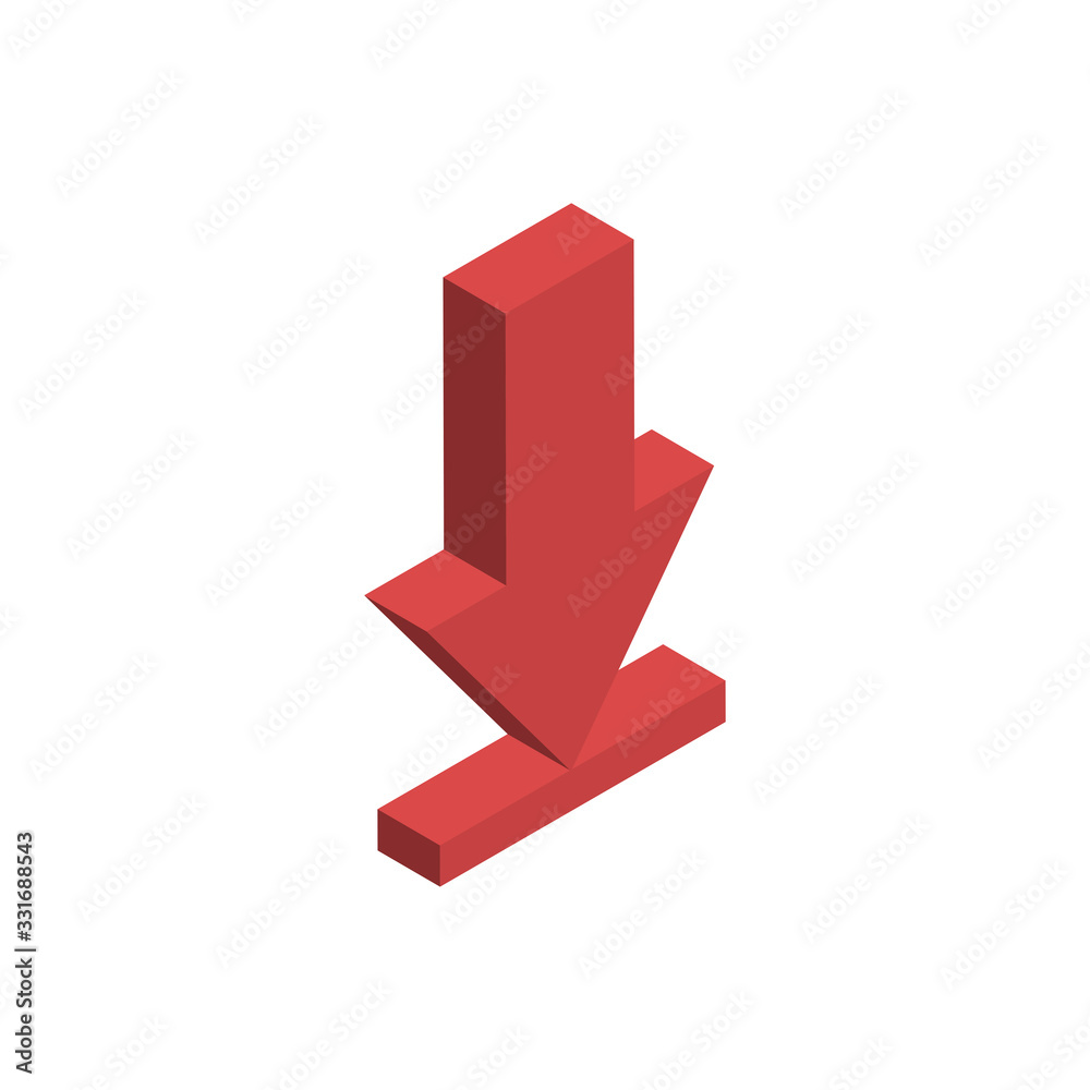 Isometric download vector icon, upload 3d arrow symbol. Simple, flat design for web or mobile app Isometric download vector icon, upload 3d arrow symbol. Simple, flat design for web or mobile app