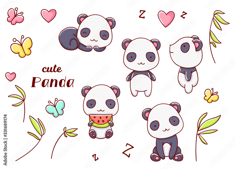 Premium Vector Clipart - Kawaii Pandas - Cute Pandas Clipart Set - High  Quality Vectors - Instant Download - Kawaii Clipart