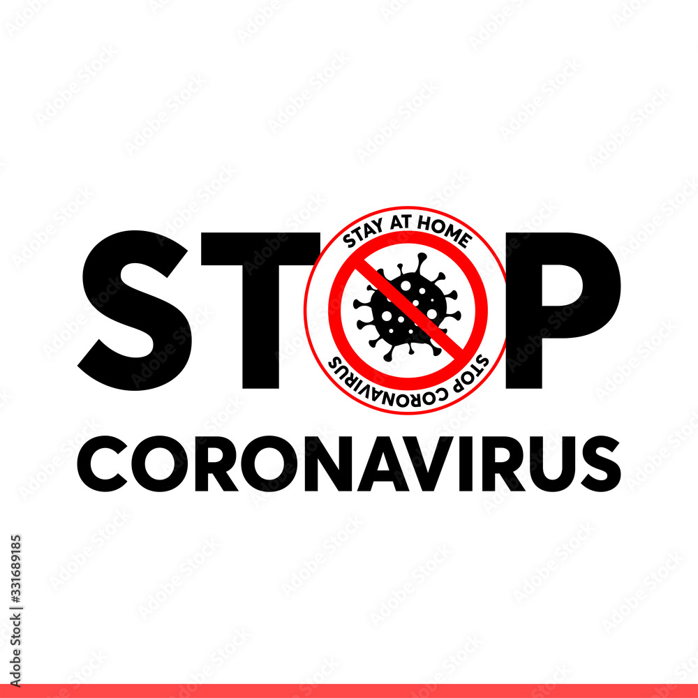 Stop coronavirus vector icon, stay home, bacteria symbol. Simple, flat design for web or mobile app Stop coronavirus vector icon, stay home, bacteria symbol. Simple, flat design for web or mobile app