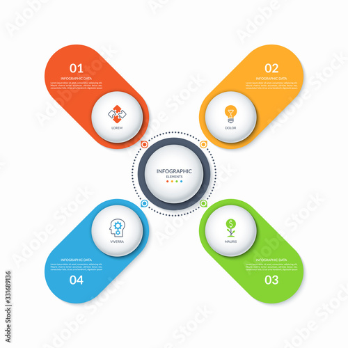 Infographic diagram with 4 options. Can be used as a chart, graph, workflow layout, for web, report, business infographics.