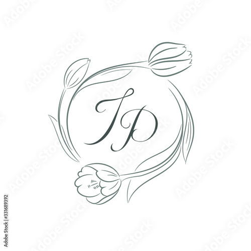 Vintage monogram template, vector illustration
