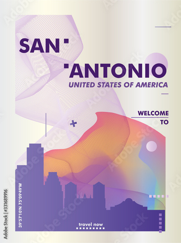 USA United States of America San Antonio skyline city gradient vector poster