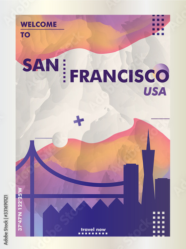 USA United States of America San Francisco skyline city gradient vector poster
