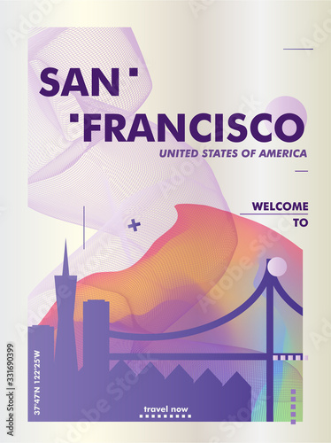 USA United States of America San Francisco skyline city gradient vector poster