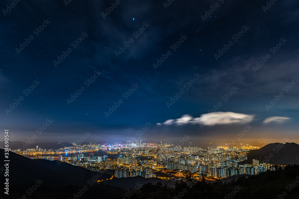 night view at kowloon peak, hong kong