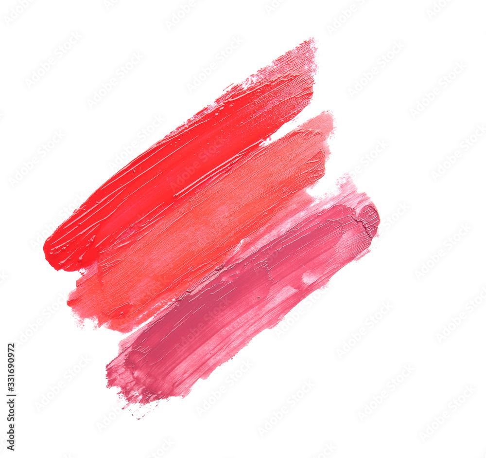 Strokes of bright lipsticks on white background Strokes of bright lipsticks on white background