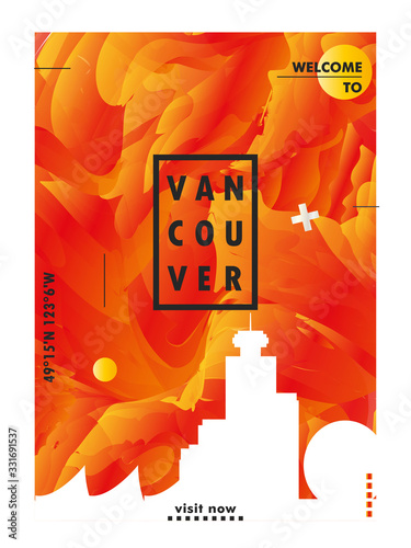 Canada Vancouver skyline city gradient vector poster