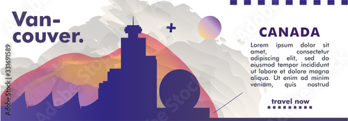 Canada Vancouver skyline city gradient vector banner