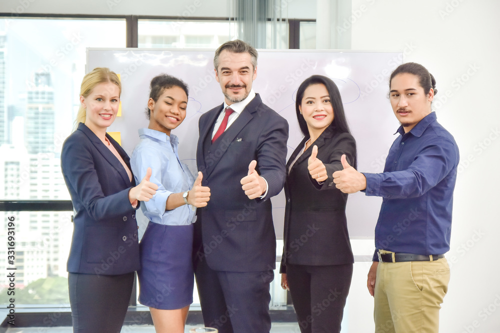 Business teamwork thump up group success Business teamwork thump up group success