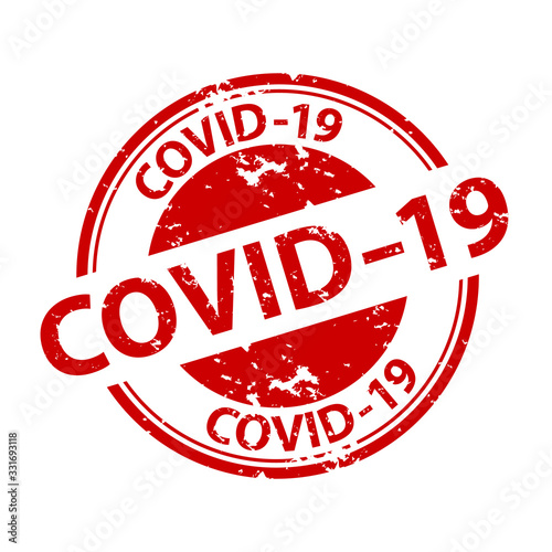 Rubber Stamp Seal Covid-19 - Red Vector Illustration - Isolated