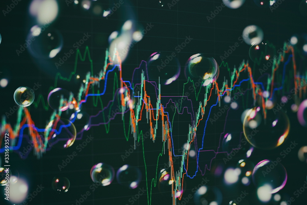 The fall of coronavirus exchanges . forex trading graph and candlestick