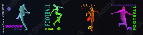 Football concept. Vector drawn by color lines. Soccer art. Creative line-art set. Vector template brochures, flyers, presentations, logo, print, leaflet, banners.