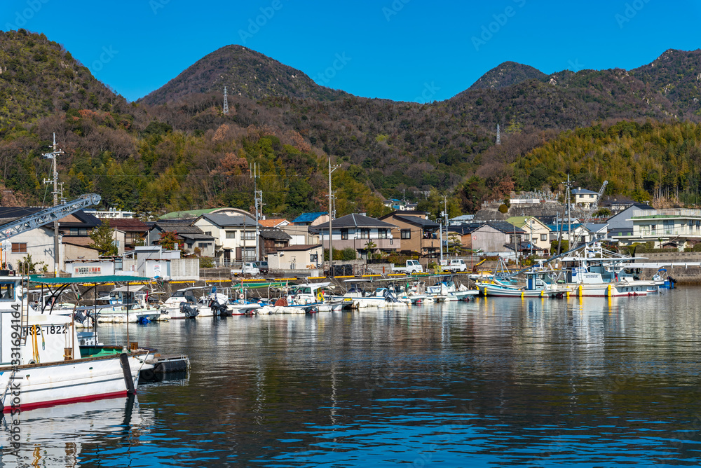 Port Kuba, a small local fishing port in Otake City, Hiroshima Prefecture, Japan