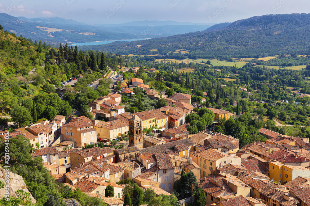 View of village Moustiers Sainte Marie, France