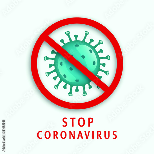 Coronavirus or COVID-19 logo. Stop the SARS-CoV-2, virus symbol, stop sign or quarantine logo.