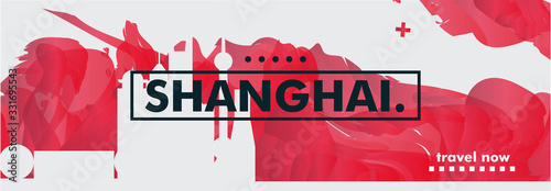 China Shanghai skyline city gradient vector banner