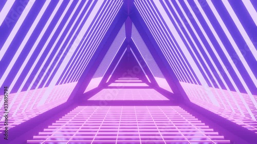 3d motion triangle tunnel looping background,retro cyberpunk 80s sci-fi background,80s Retro background. Vaporwave art concept, Tunnel Light , 4K Resolution Loop Animation.modern colorful illumination