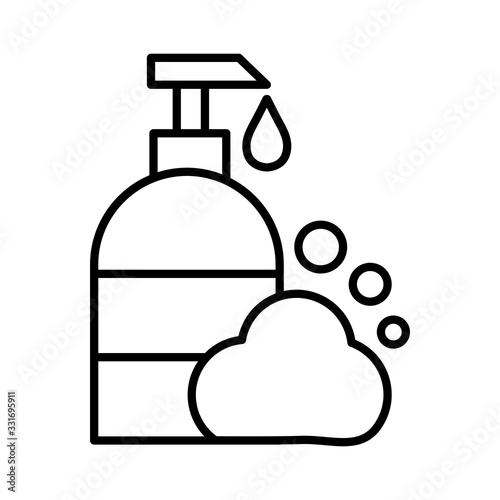 antibacterial soap bottle, line style icon vector illustration design