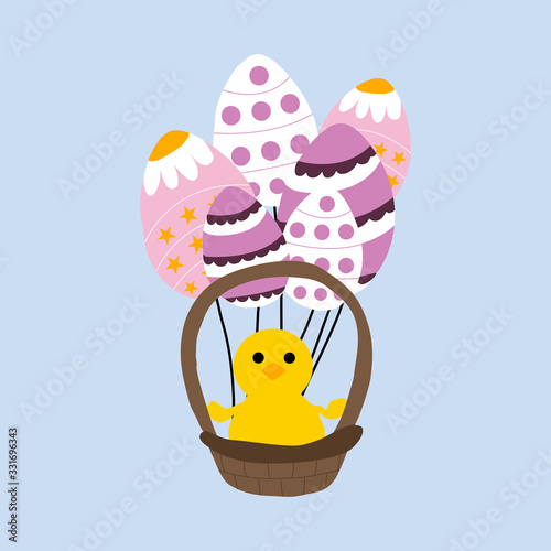 vector illustration witheaster basket and easter baloon eggs