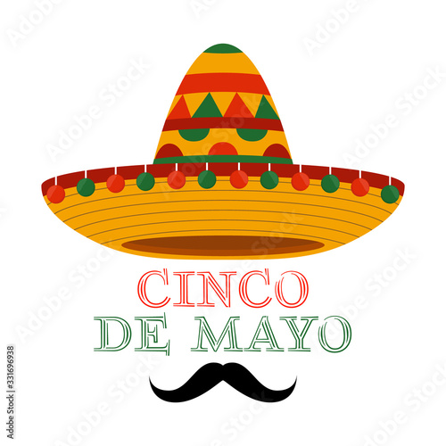 Vector Mexican national sombrero. Cinco de Mayo concept