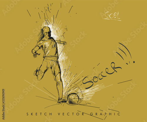 Football concept. Sketch draw soccer player. Vector illustration. Graphic concept soccer. Vector template brochures, flyers, presentations, logo, print