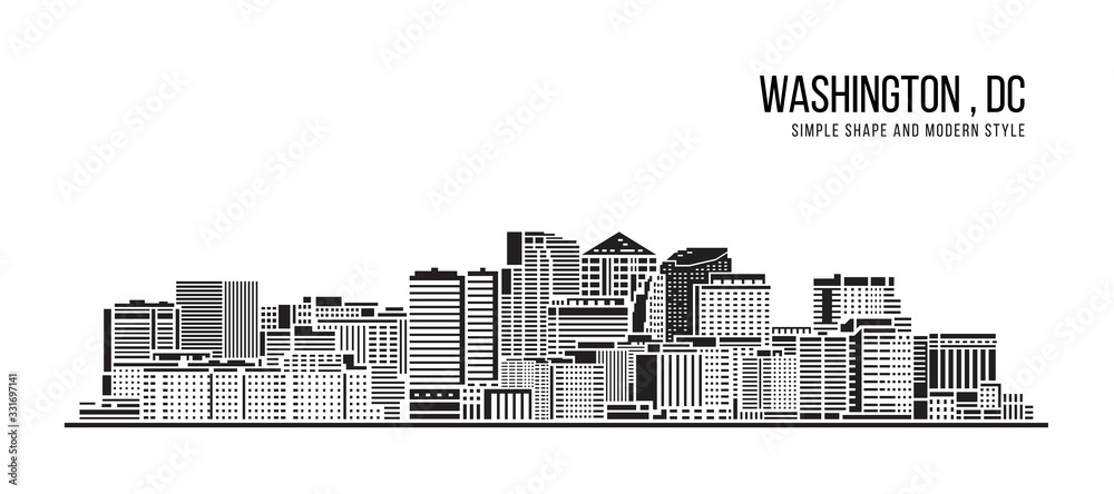 Cityscape Building Abstract Simple shape and modern style art Vector design - Washington city , DC