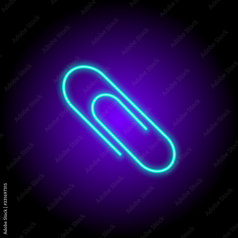 vector neon flat design icon of metall paper clip symbol vector neon flat design icon of metall paper clip symbol